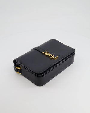 Saint Laurent Black Messenger Leather Bag with Gold Hardware