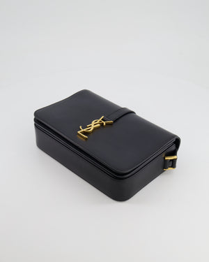 Saint Laurent Black Messenger Leather Bag with Gold Hardware