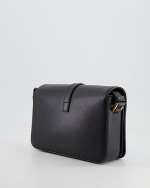 Saint Laurent Black Messenger Leather Bag with Gold Hardware