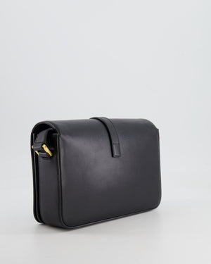 Saint Laurent Black Messenger Leather Bag with Gold Hardware