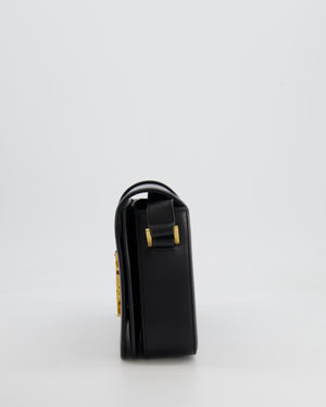 Saint Laurent Black Messenger Leather Bag with Gold Hardware