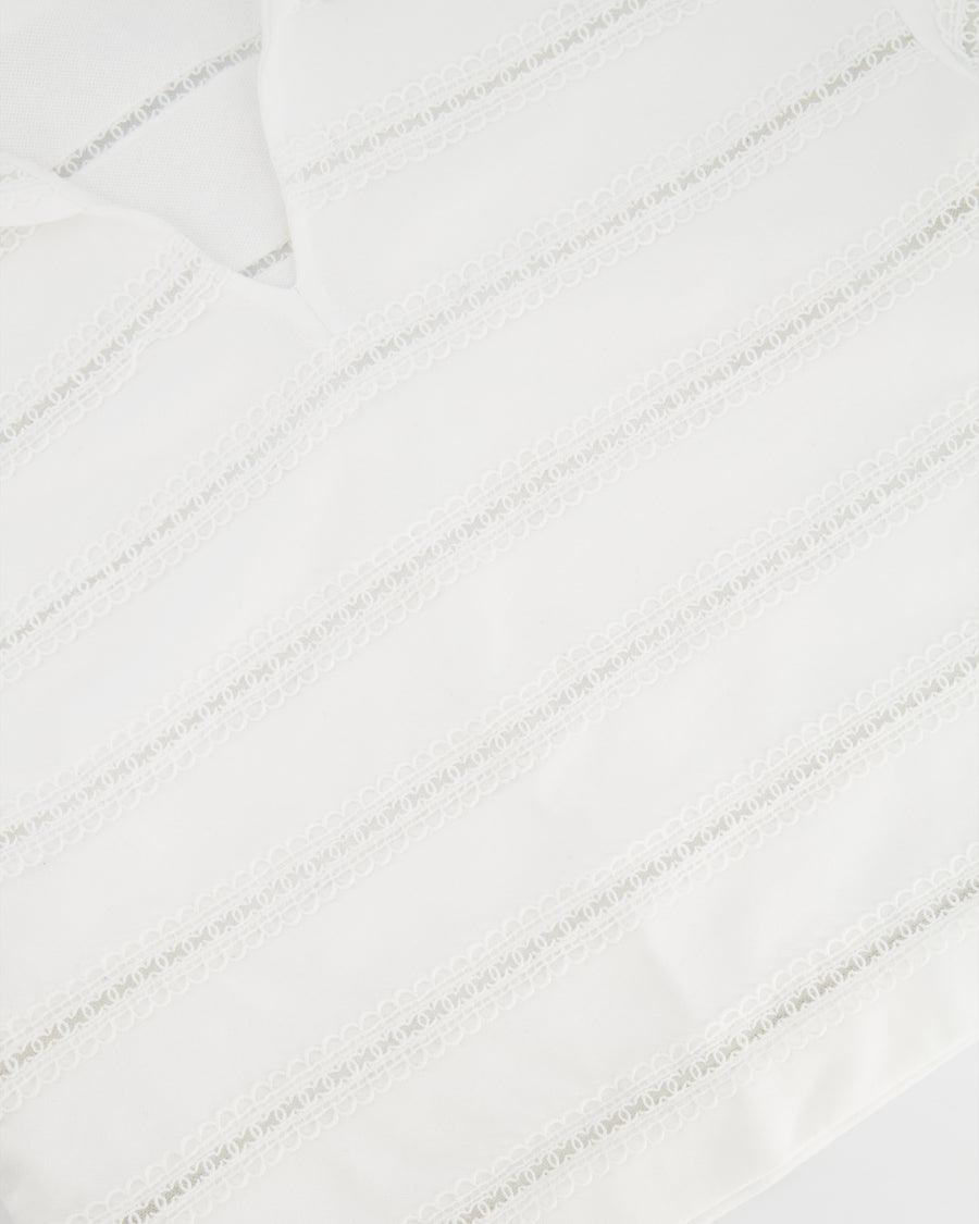 Chanel White Blouse with CC Logo Embroideries Size FR 34 (UK 6)