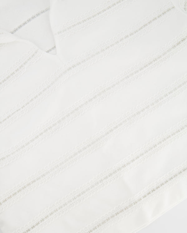 Chanel White Blouse with CC Logo Embroideries Size FR 34 (UK 6)