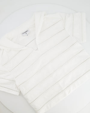 Chanel White Blouse with CC Logo Embroideries Size FR 34 (UK 6)