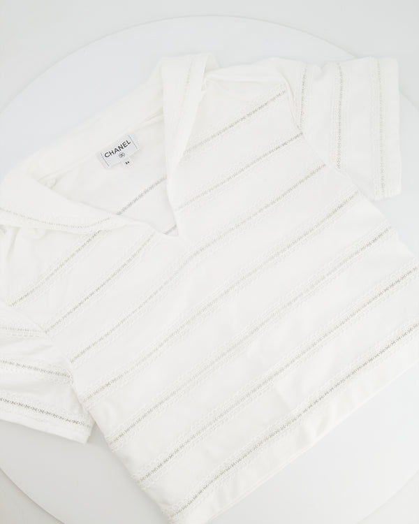 Chanel White Blouse with CC Logo Embroideries Size FR 34 (UK 6)