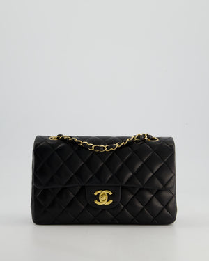 Chanel Vintage Black Small Classic Double Flap Bag in Lambskin Leather with 24k Gold Hardware