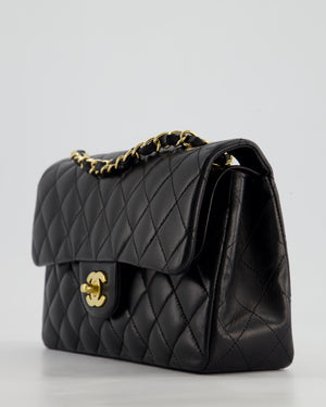 Chanel Vintage Black Small Classic Double Flap Bag in Lambskin Leather with 24k Gold Hardware