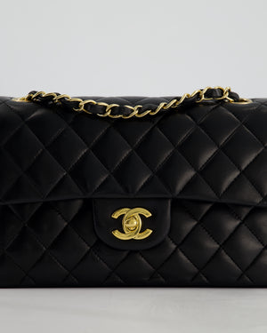 Chanel Vintage Black Small Classic Double Flap Bag in Lambskin Leather with 24k Gold Hardware