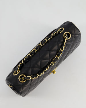 Chanel Vintage Black Small Classic Double Flap Bag in Lambskin Leather with 24k Gold Hardware