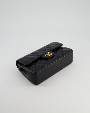 Chanel Vintage Black Small Classic Double Flap Bag in Lambskin Leather with 24k Gold Hardware