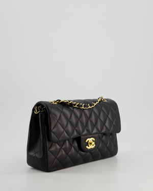 Chanel Vintage Black Small Classic Double Flap Bag in Lambskin Leather with 24k Gold Hardware
