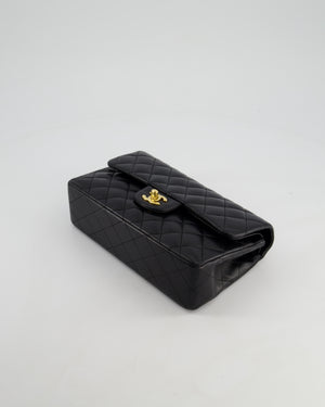 Chanel Vintage Black Small Classic Double Flap Bag in Lambskin Leather with 24k Gold Hardware