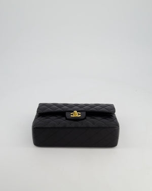 Chanel Vintage Black Small Classic Double Flap Bag in Lambskin Leather with 24k Gold Hardware
