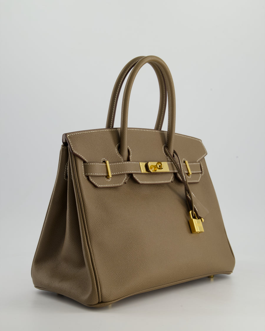 Hermès Birkin 30 Retourne Bag in Etoupe Epsom Leather with Gold Hardware