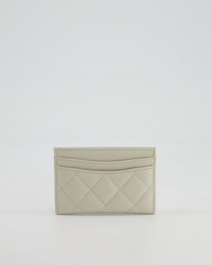 Chanel Pale Grey Quilted Card-Holder in Caviar Leather with Champagne Gold Hardware
