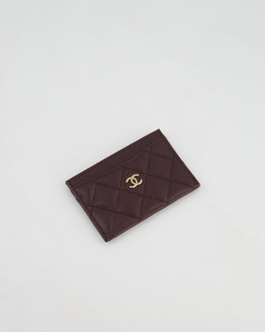 Chanel Merlot Quilted Card-Holder in Caviar Leather with Champagne Gold Hardware