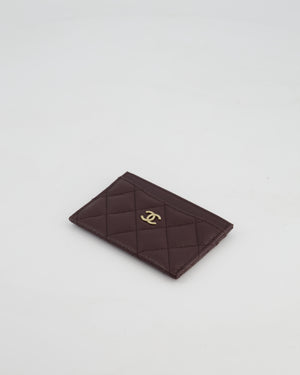 Chanel Merlot Quilted Card-Holder in Caviar Leather with Champagne Gold Hardware
