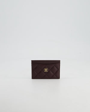 Chanel Merlot Quilted Card-Holder in Caviar Leather with Champagne Gold Hardware