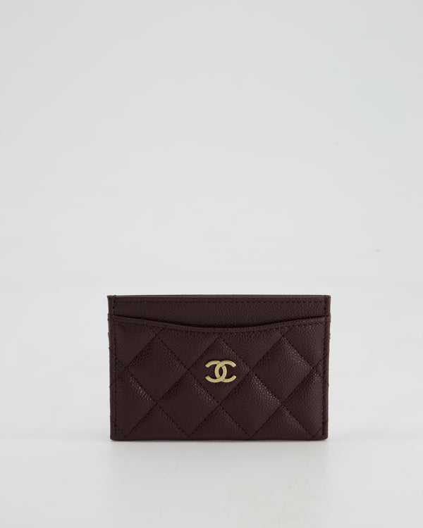 Chanel Merlot Quilted Card-Holder in Caviar Leather with Champagne Gold Hardware