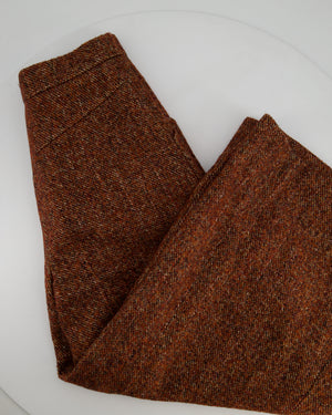 Chanel Burgundy Tweed Wide-Leg Culotte Trousers with Button Detail Size FR 40 (UK 12)