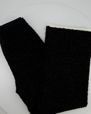 Chanel Black, Gold Metallic Tweed Wide Leg Trousers Size FR 38 UK 10