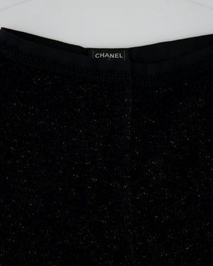 Chanel Black, Gold Metallic Tweed Wide Leg Trousers Size FR 38 UK 10