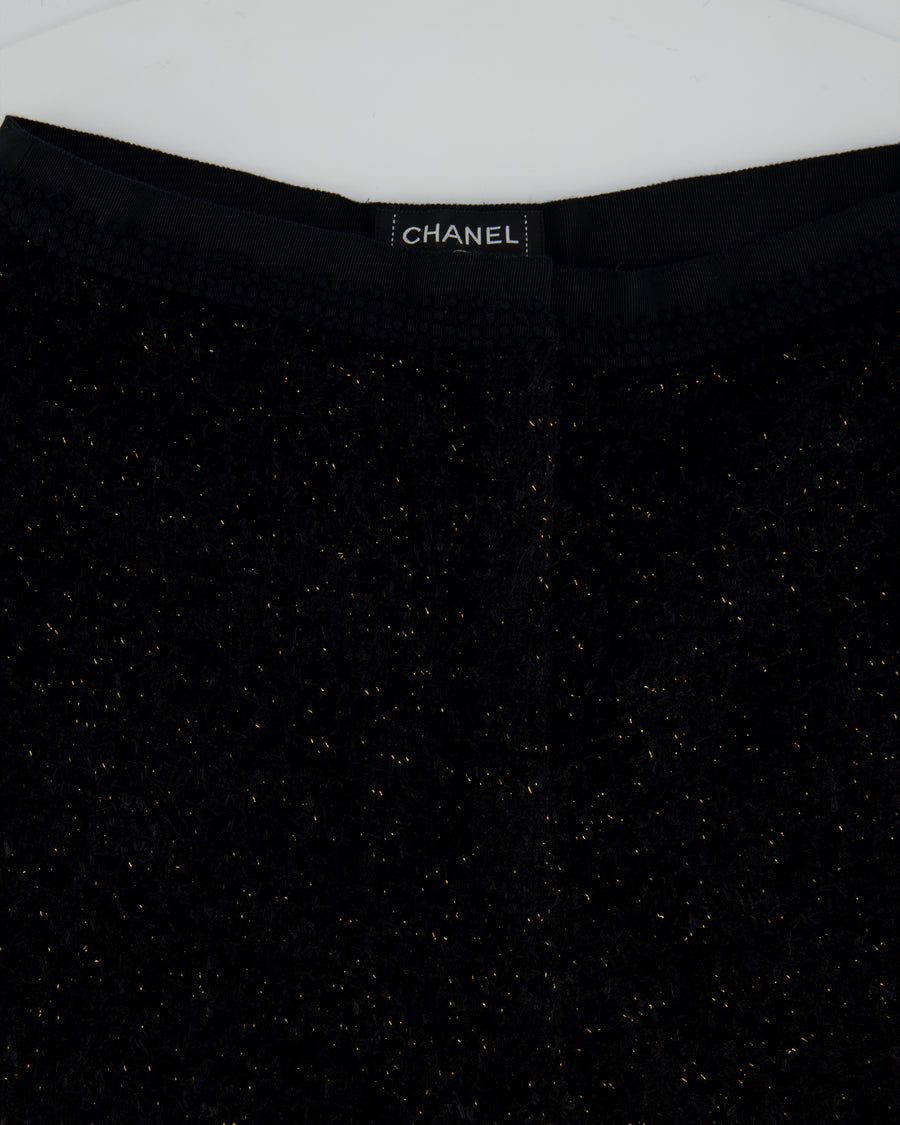 Chanel Black, Gold Metallic Tweed Wide Leg Trousers Size FR 38 UK 10