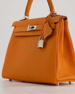 Hermès Kelly 25 Retourne Bag in Orange Togo Leather with Palladium Hardware