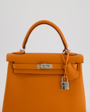 Hermès Kelly 25 Retourne Bag in Orange Togo Leather with Palladium Hardware
