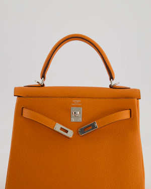 Hermès Kelly 25 Retourne Bag in Orange Togo Leather with Palladium Hardware
