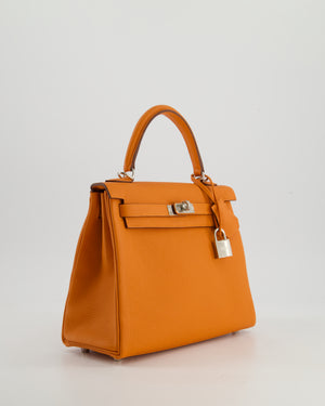 Hermès Kelly 25 Retourne Bag in Orange Togo Leather with Palladium Hardware