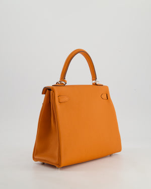 Hermès Kelly 25 Retourne Bag in Orange Togo Leather with Palladium Hardware