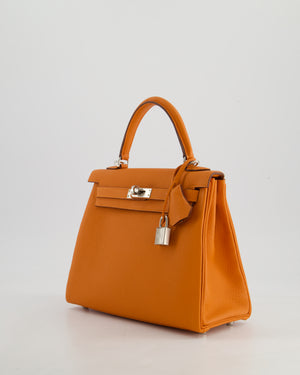 Hermès Kelly 25 Retourne Bag in Orange Togo Leather with Palladium Hardware