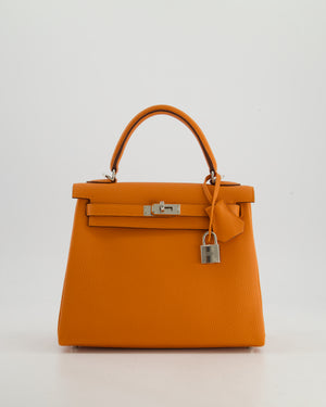 Hermès Kelly 25 Retourne Bag in Orange Togo Leather with Palladium Hardware