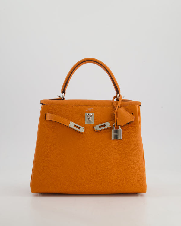 Hermès Kelly 25 Retourne Bag in Orange Togo Leather with Palladium Hardware