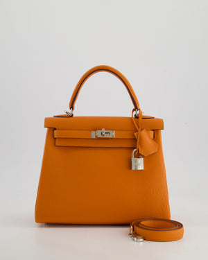 Hermès Kelly 25 Retourne Bag in Orange Togo Leather with Palladium Hardware