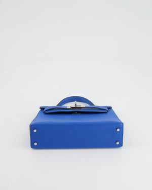 Hermès Mini Kelly II 20 Bag in Bleu Hydra Chèvre Mysore Leather with Palladium Hardware