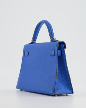 Hermès Mini Kelly II 20 Bag in Bleu Hydra Chèvre Mysore Leather with Palladium Hardware