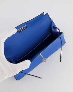 Hermès Mini Kelly II 20 Bag in Bleu Hydra Chèvre Mysore Leather with Palladium Hardware