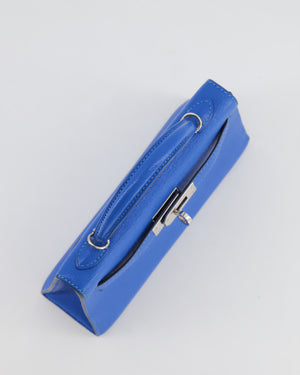 Hermès Mini Kelly II 20 Bag in Bleu Hydra Chèvre Mysore Leather with Palladium Hardware