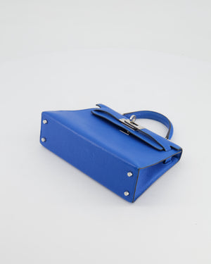 Hermès Mini Kelly II 20 Bag in Bleu Hydra Chèvre Mysore Leather with Palladium Hardware