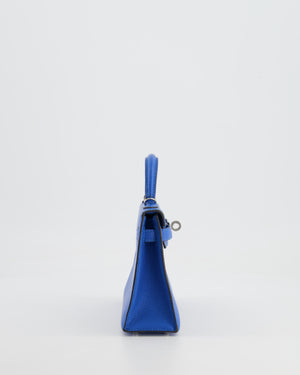 Hermès Mini Kelly II 20 Bag in Bleu Hydra Chèvre Mysore Leather with Palladium Hardware
