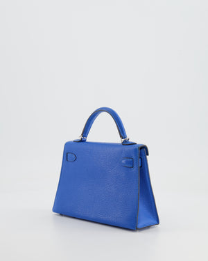 Hermès Mini Kelly II 20 Bag in Bleu Hydra Chèvre Mysore Leather with Palladium Hardware