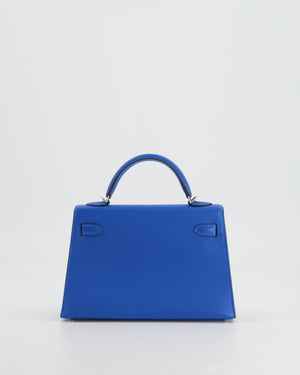 Hermès Mini Kelly II 20 Bag in Bleu Hydra Chèvre Mysore Leather with Palladium Hardware