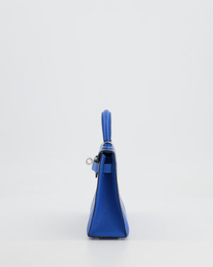 Hermès Mini Kelly II 20 Bag in Bleu Hydra Chèvre Mysore Leather with Palladium Hardware