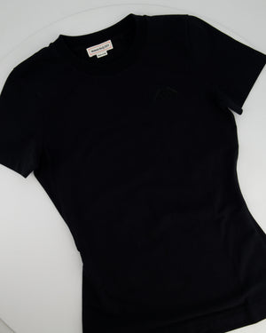 Alexander McQueen Black Cotton Round Collar T-Shirt with Logo Size IT 38 (UK 6)