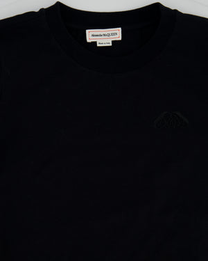 Alexander McQueen Black Cotton Round Collar T-Shirt with Logo Size IT 38 (UK 6)