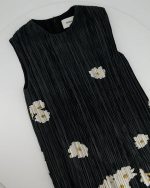 Erdem S25 Black and White Floral Pleated Midi Dress Size UK 4 (FR 32) RRP £1215