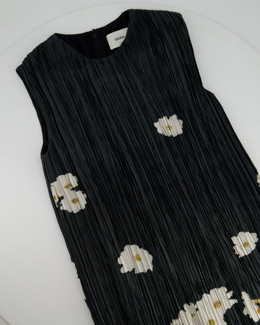Erdem S25 Black and White Floral Pleated Midi Dress Size UK 4 (FR 32) RRP £1215