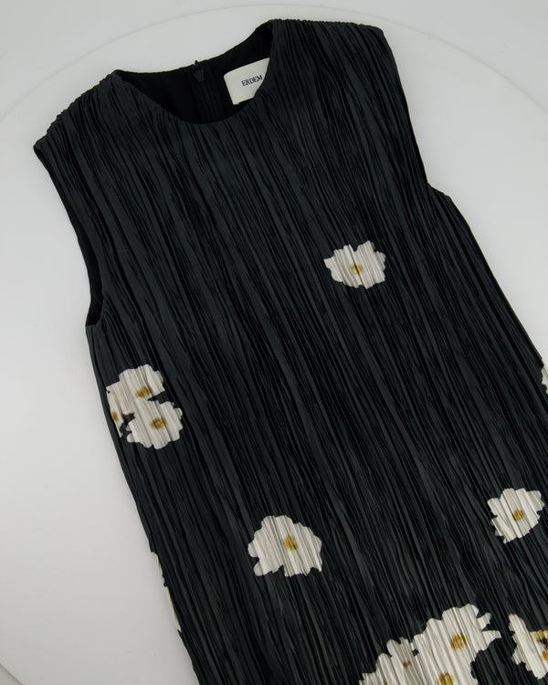 Erdem S25 Black and White Floral Pleated Midi Dress Size UK 4 (FR 32) RRP £1215